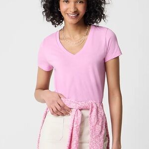 J.Crew Factory Short-sleeve vintage cotton V-neck tee, Pink